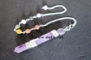 Amethyst 3pc Wand Pendulum w/. Chakra Chain